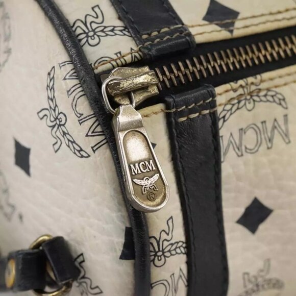 MCM Vicetos Logogram Shoulder Bag PVC Leather White Auth - Picture 3 of 16